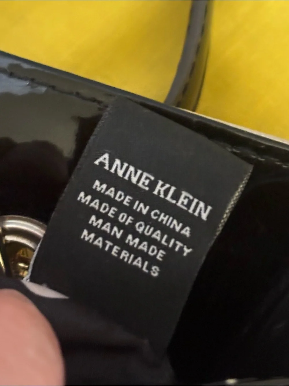 Anne Klein Metallic Gold and Black Patent Tote with Chain Handles
